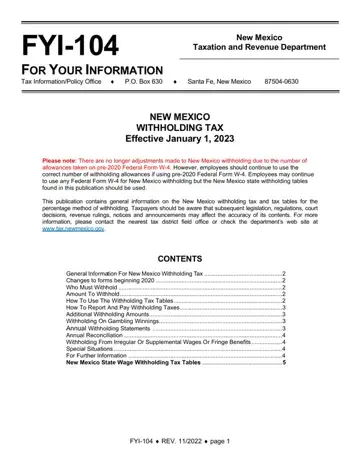 New Mexico Withholding Form Preview