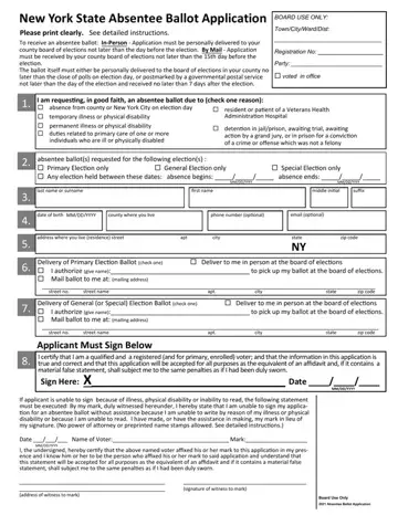 New York Absentee Ballot Application Form Preview