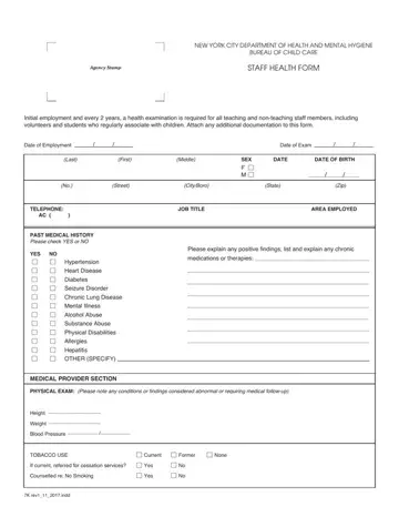 New York Daycare Annual Staff Form Preview