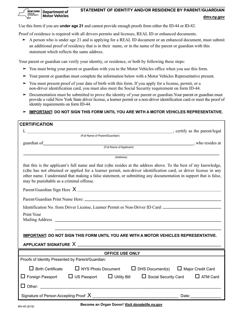 New York Dmv Form first page preview