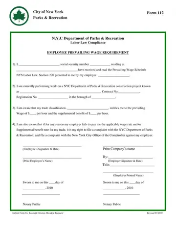 New York Form 112 Preview