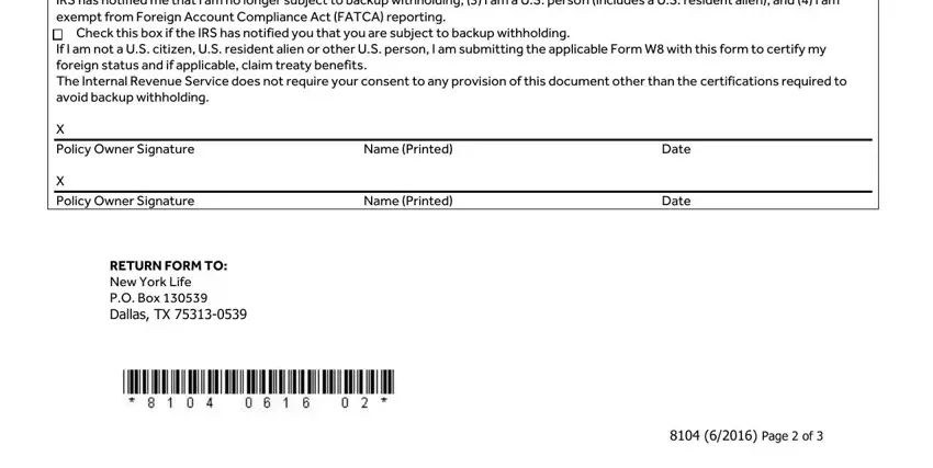 Finishing New York Form 8104 step 4