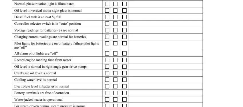 Filling in fire pump checklist part 2