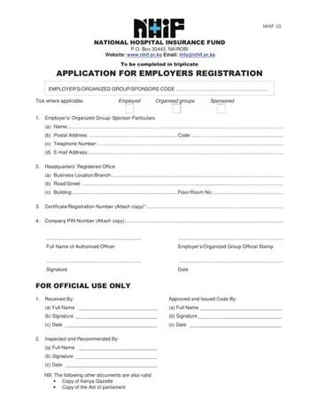 Nhif Registration Application Form Preview