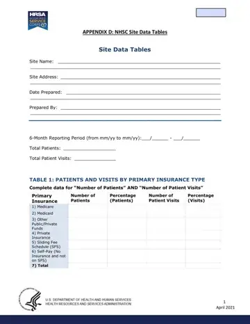 Nhsc Site Data Tables Form Preview
