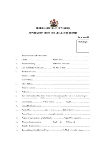 Nigeria Visa Form Preview