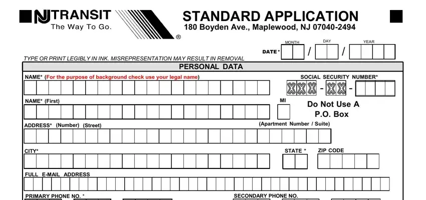 nj transit application online spaces to complete