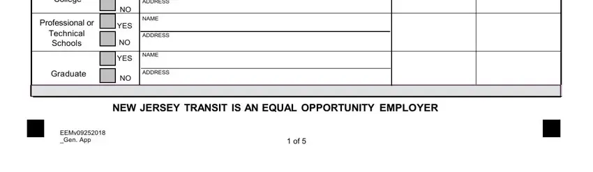 Filling out nj transit application online stage 3