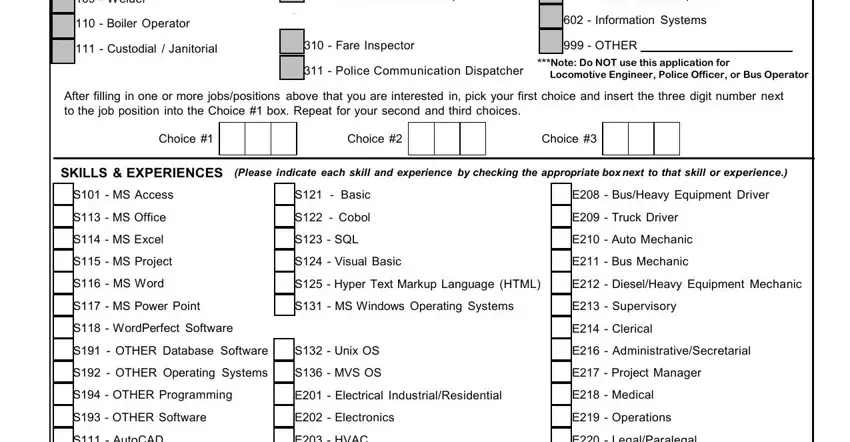 new jersey application employment pdf SignalCommMaintainer, Welder, BoilerOperator, CustodialJanitorial, MarketingMarketResearch, Engineer, CustomerServiceRep, ArchitectDraftsperson, PoliceOfficer, FareInspector, InformationSystems, OTHER, PoliceCommunicationDispatcher, Choice, and Choice fields to complete