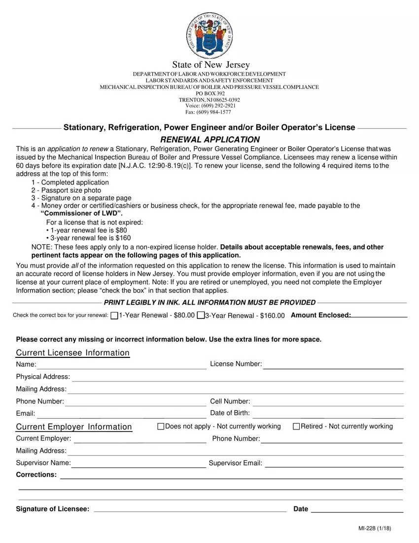 Nj Boiler License Renewal Fill Out Printable PDF Forms Online