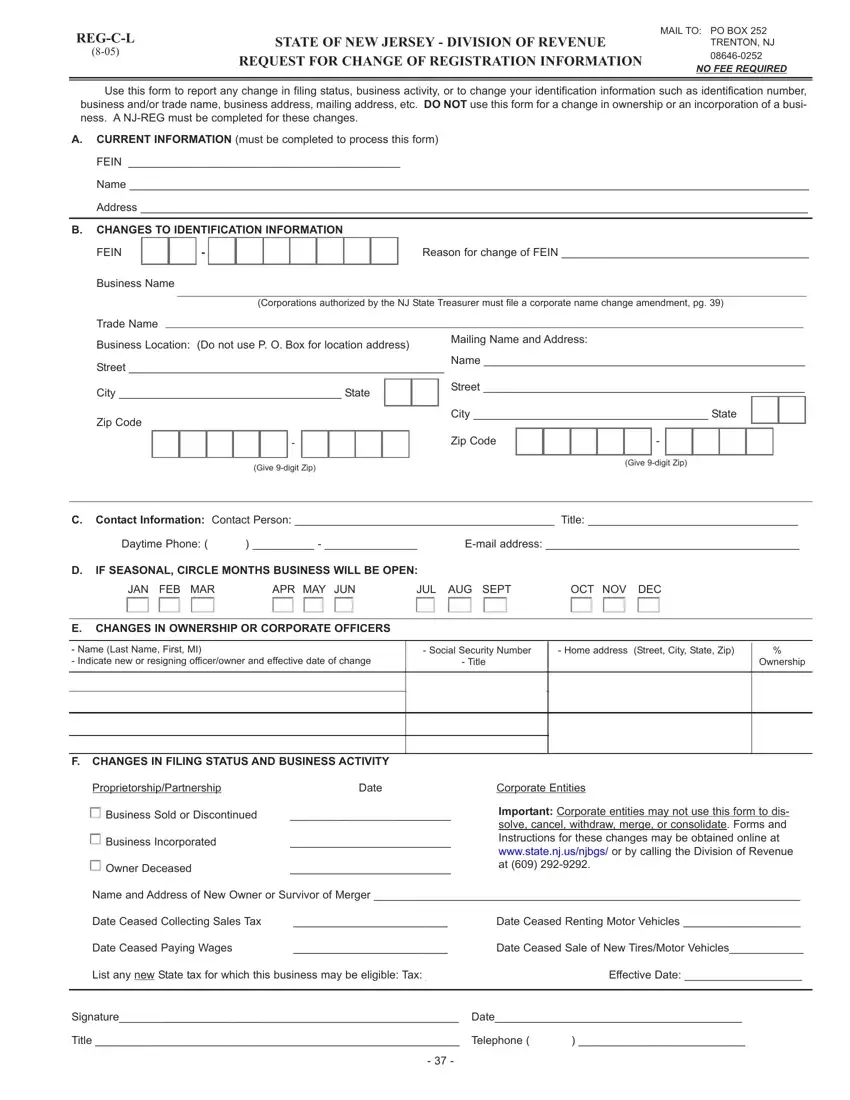 Nj Form Reg C L first page preview