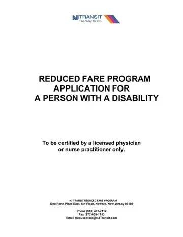 Nj Transit Discounts For Disabled Form Preview