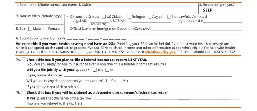 nj familycare renewal application 2020 printable with you, First name Middle name Last name, Relationship to you, SELF, Date of birth mmddyyyy, Sex, Male, Female, dettimdA yllufwaL toN eelysA, Social Security number SSN, We need this if you want health, Check this box if you plan to ﬁle, Will you ﬁle jointly with your, Yes No, and If yes name of spouse blanks to fill out