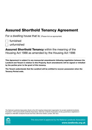 Nla Tenancy Agreement Landlord Orguk Form Preview