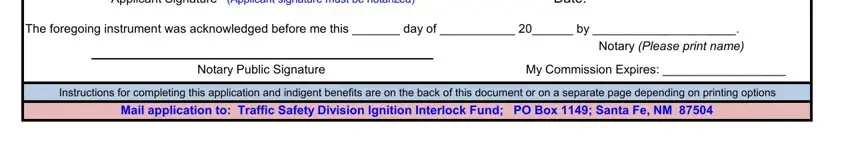 stage 3 to entering details in nm interlock indigent fund