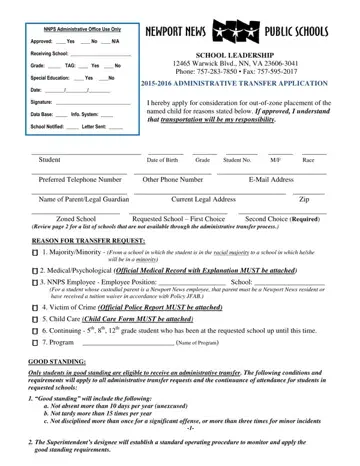Nnps Transfer Application Form Preview