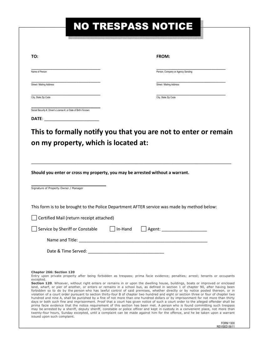 No Trespassing Letter Form Fill Out Printable PDF Forms Online