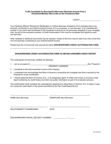 Non Borrower Credit Authorization Form Preview
