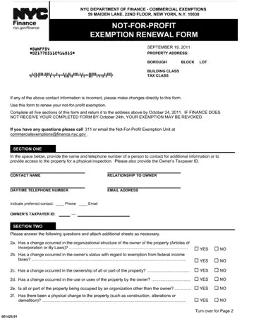 Non Profit Exemption Renewal Form Nyc Preview