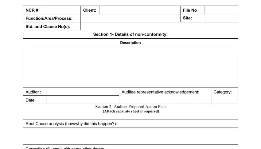 step 1 to writing non conformance report form