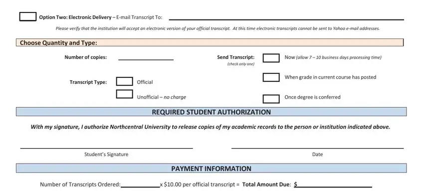 stage 2 to entering details in ncu transcript request online