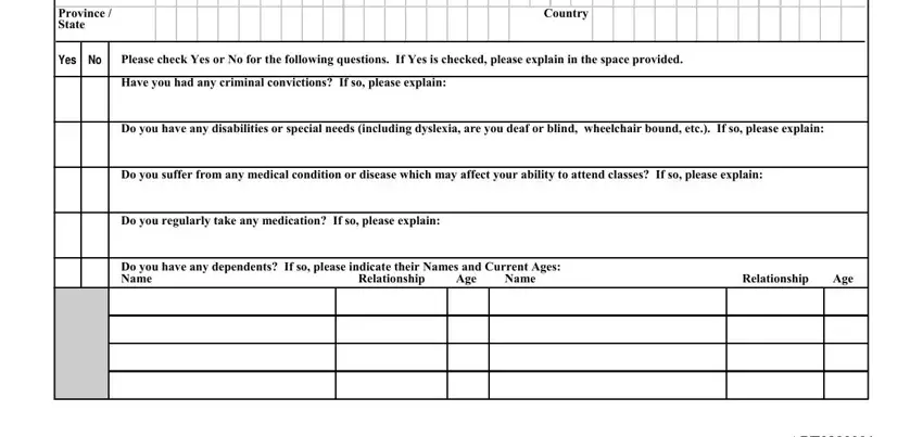 ndola school of nursing application form download Province  State, Yes No, Country, Please check Yes or No for the, Have you had any criminal, Do you have any disabilities or, Do you suffer from any medical, Do you regularly take any, Do you have any dependents If so, Relationship, Name, Age, Relationship, Age, and APT fields to fill out