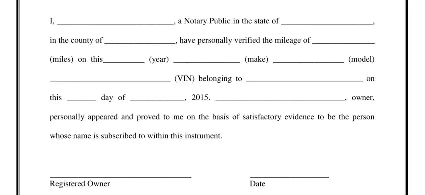 Notarized on sale odometer statement