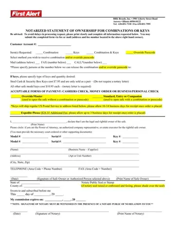 Notarized Statement Ownership Form Preview