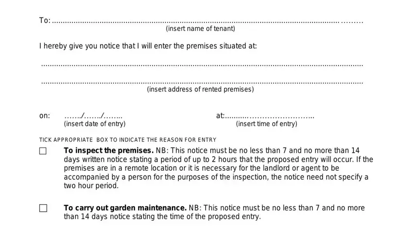 example of empty fields in notice of inspection form