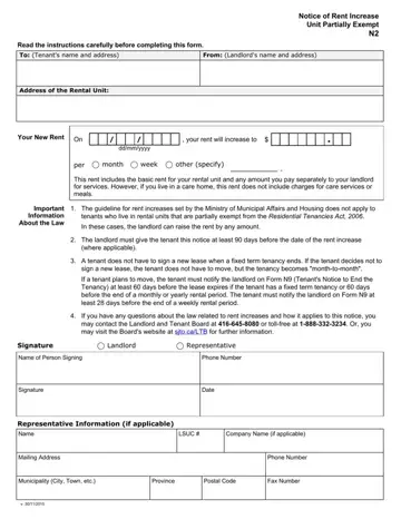 Notice Of Rent Increase Form N2 Preview