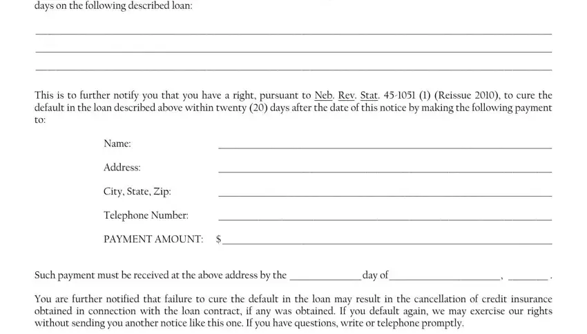 step 1 to filling out notice of repossession letter template