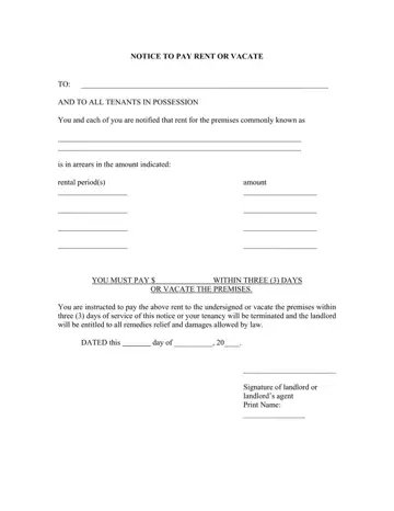 Notice Pay Rent Form Preview