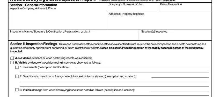 stage 1 to completing npma 33 termite inspection form