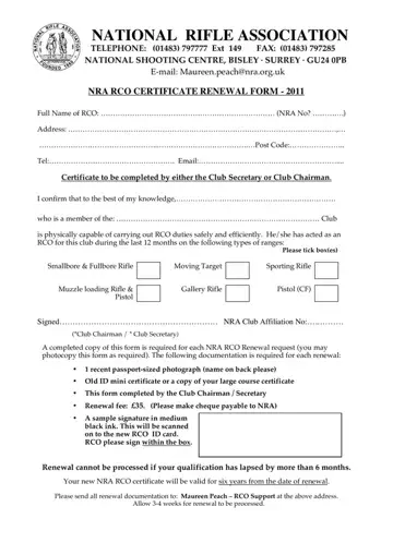 Nra Rco Certificate Renewal Form Preview