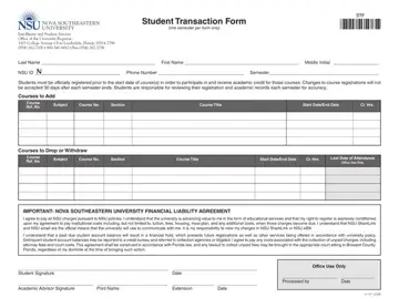 Nsu Student Transaction Form Preview