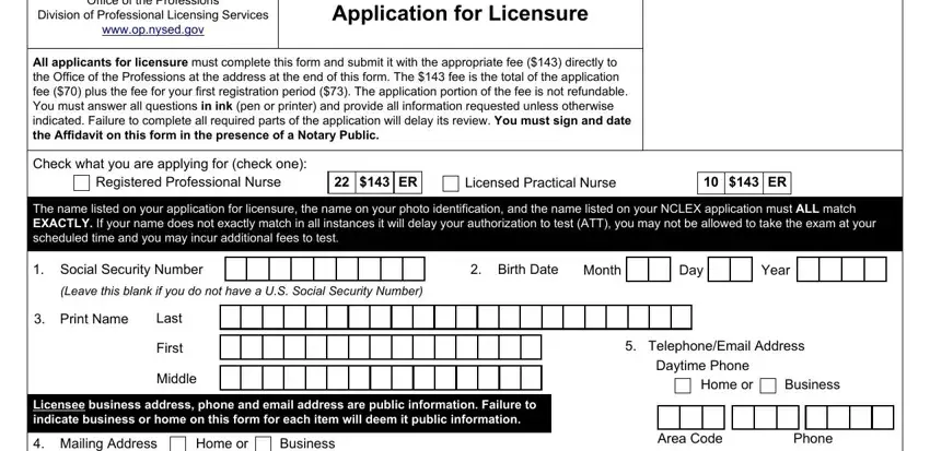 ny board of nursing application gaps to fill in