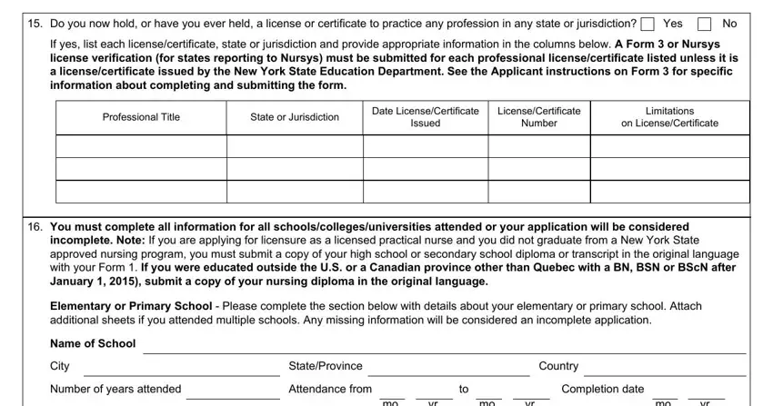 Filling in ny board of nursing application part 3