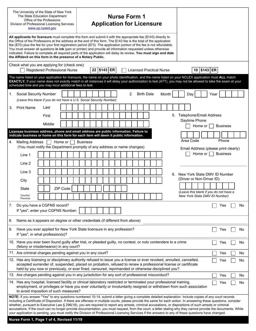Nurse Form 1Nys first page preview