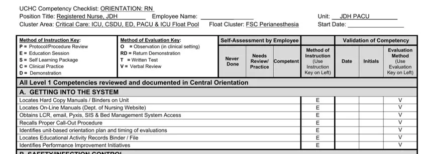 er triage competency checklist blanks to complete