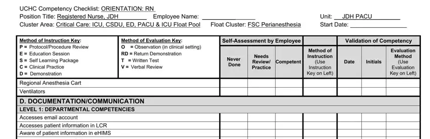 Filling out er triage competency checklist step 5