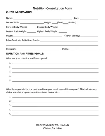 Nutrition Consulation Form Preview