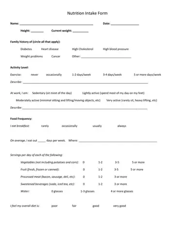 Nutrition Form Preview