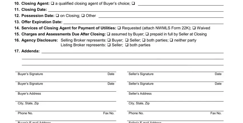 Completing mls purchase and sale agreement washington state stage 2