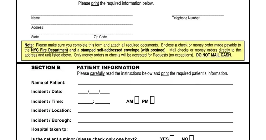 ambulance request blanks to complete