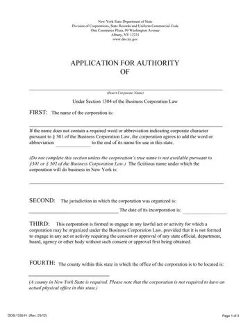 Ny Application Authority Form Preview