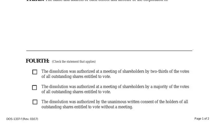 Completing ny certificate of dissolution form step 2