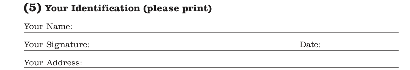 New York Health Care Proxy example filled out, your Identification