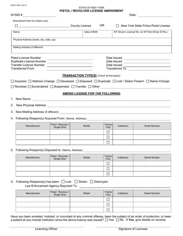 Ny State Police Amendment Form Preview