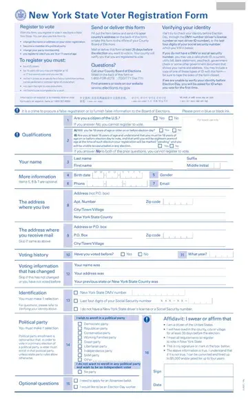 Ny Voter Registration Form Preview