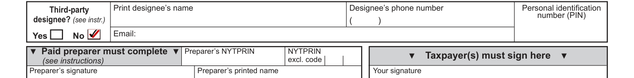 Form NYC-210 example filled out, third-party designee?